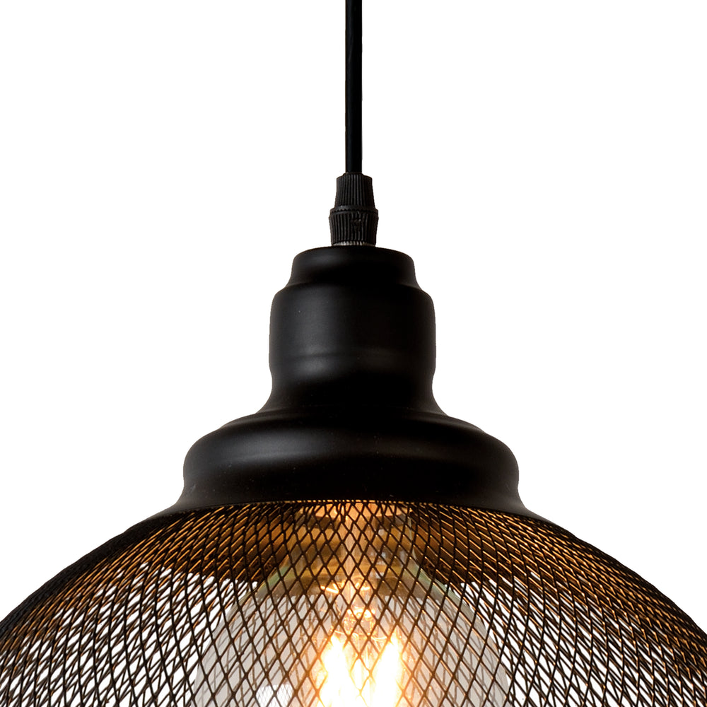 Lucide MESH hanging lamp Black Ø28cm 1xE27 modern metal pendant light IP20 height adjustable dimmable