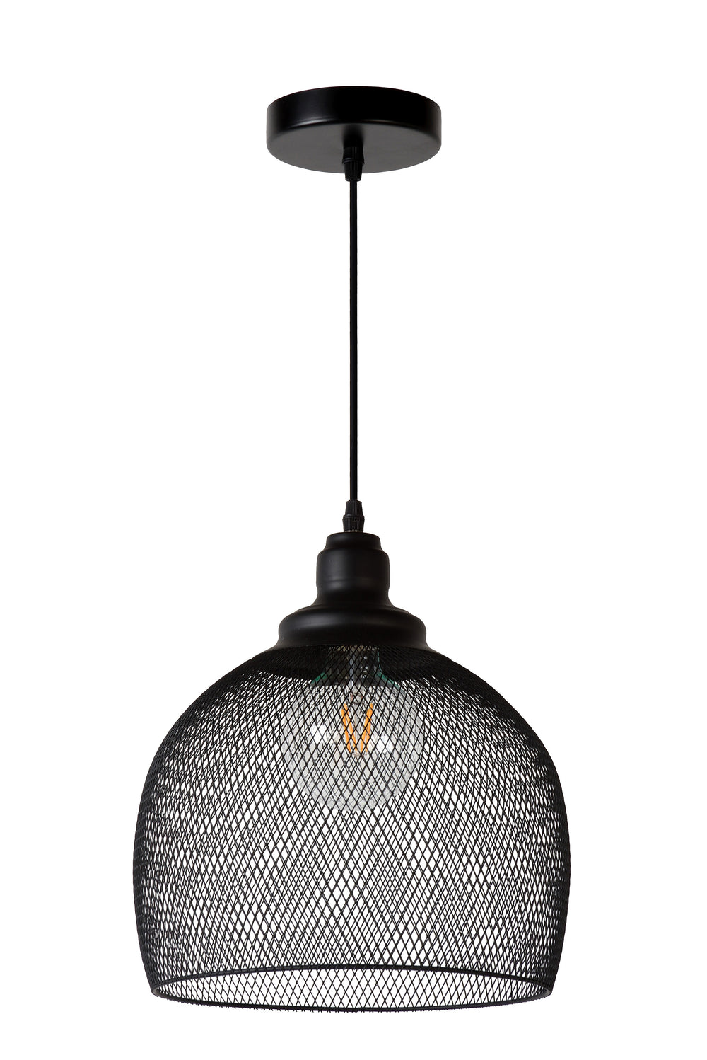 Lucide MESH hanging lamp Black Ø28cm 1xE27 modern metal pendant light IP20 height adjustable dimmable
