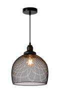 Lucide MESH hanging lamp Black Ø28cm 1xE27 modern metal pendant light IP20 height adjustable dimmable