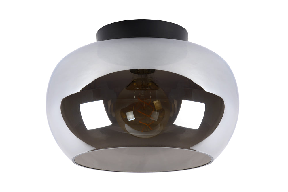 Lucide JUDI ceiling light Ø30.5cm, smoke glass, 1xE27, dimmable, modern style, metal frame, IP20