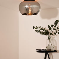 Lucide JUDI ceiling light Ø30.5cm, smoke glass, 1xE27, dimmable, modern style, metal frame, IP20