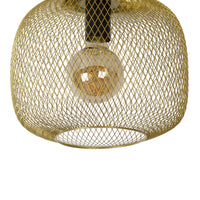 Lucide MESH ceiling light 30cm metal cylinder, E27 socket, Matt Black with Gold finish, IP20 vintage style