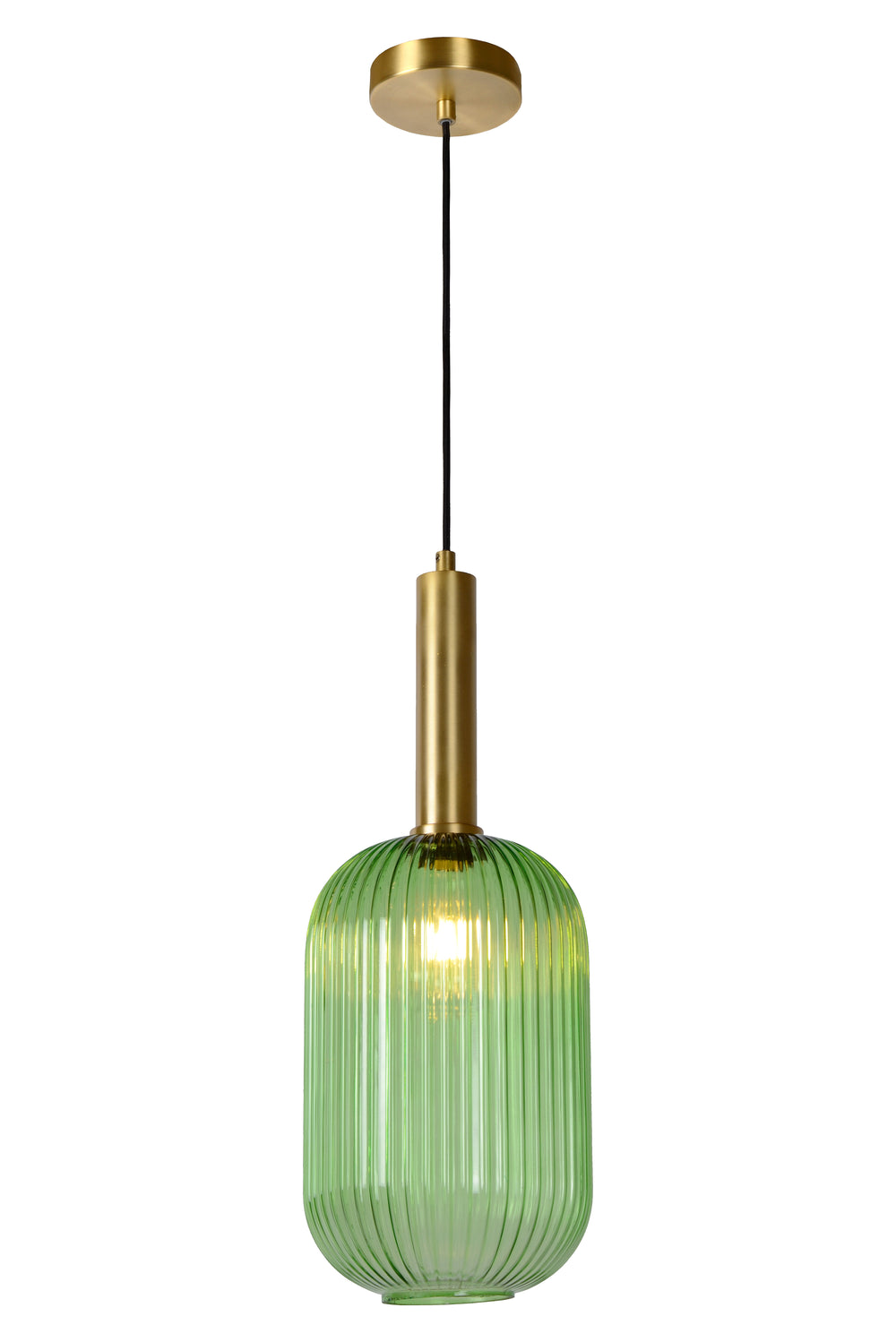 Lucide MALOTO pendant light, vintage oval metal and glass, E27 socket, 40W max, IP20, green bronze finish