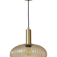 Lucide Maloto vintage hanging lamp, 1xE27, amber glass, metal bronze finish, Ø30cm, height adjustable, IP20