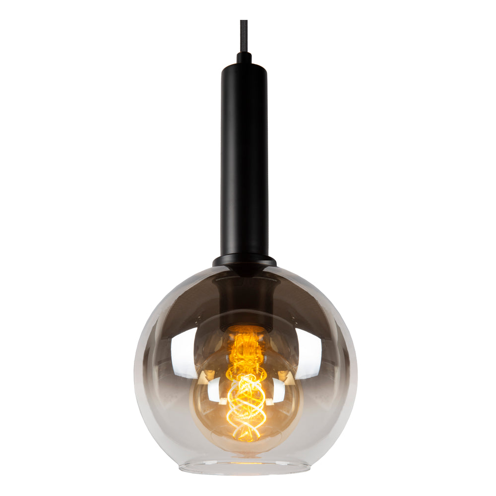 Lucide MARIUS hanging lamp 5xE27 Black glass 55cm height adjustable modern design indoor IP20