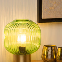 Lucide Maloto vintage table lamp, metal and glass, E27 socket, 40W max, IP20, bronze green amber finish