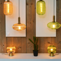 Lucide Maloto vintage table lamp, metal and glass, E27 socket, 40W max, IP20, bronze green amber finish