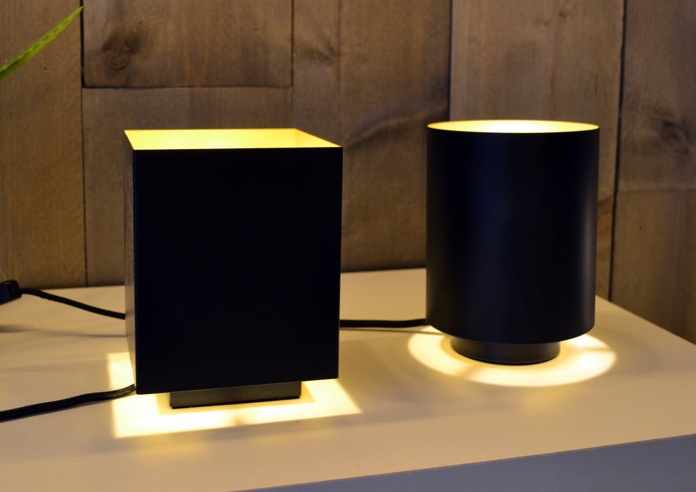 Lucide SUZY vintage table lamp, cylinder metal, Sandy Black Gold finish, E14 socket, 220-240V, IP20