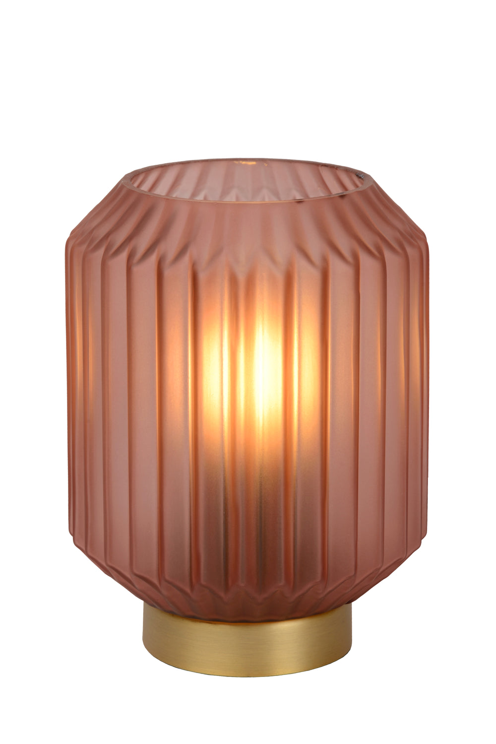 Lucide SUENO Tischlampe rosa Glas mit E14 Fassung, 230V, moderne matte Gold-Details, IP20 für den Innenbereich
