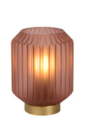 Lucide SUENO Tischlampe rosa Glas mit E14 Fassung, 230V, moderne matte Gold-Details, IP20 für den Innenbereich