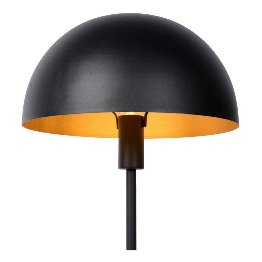 Lucide SIEMON Tischlampe Ø25cm Schwarz, E14 Fassung, 230V, Stahlgehäuse, modernes Pilzdesign, IP20 Innenbereich