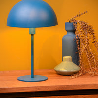 Lucide SIEMON Tischlampe Blau, 1xE14 Fassung, 25cm Stahlschirm, modernes Pilzdesign, IP20 Innenbereich