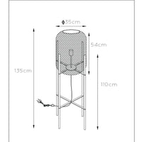 Lucide Mesh Stehlampe, Vintage Metallzylinder, E27 Fassung, max. 40W, IP20, matt schwarz & gold Ausführung