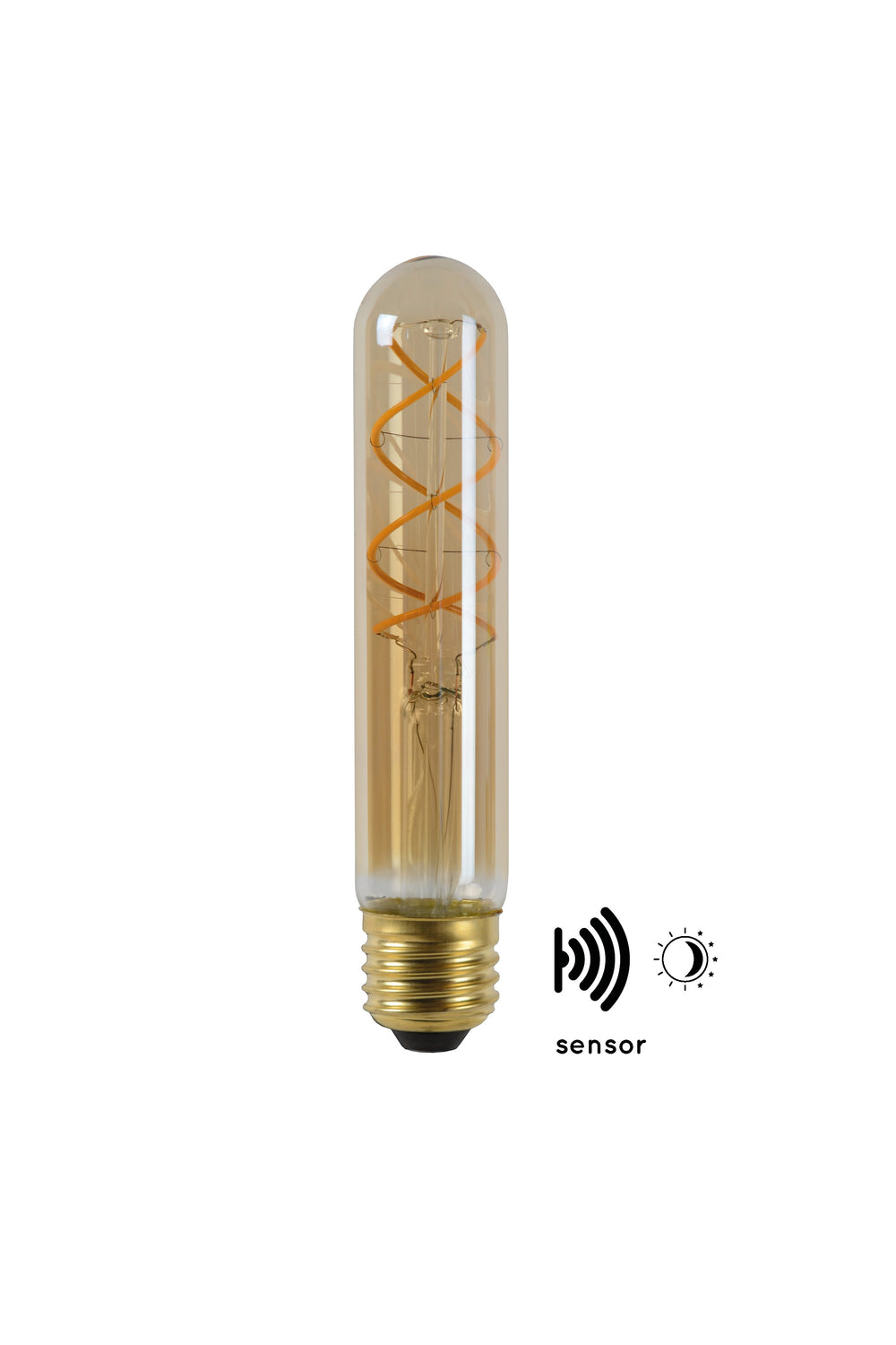 Lucide T32 LED filament lamp E27 4W 2200K Amber with day night sensor 300 lumens IP20 tube shape