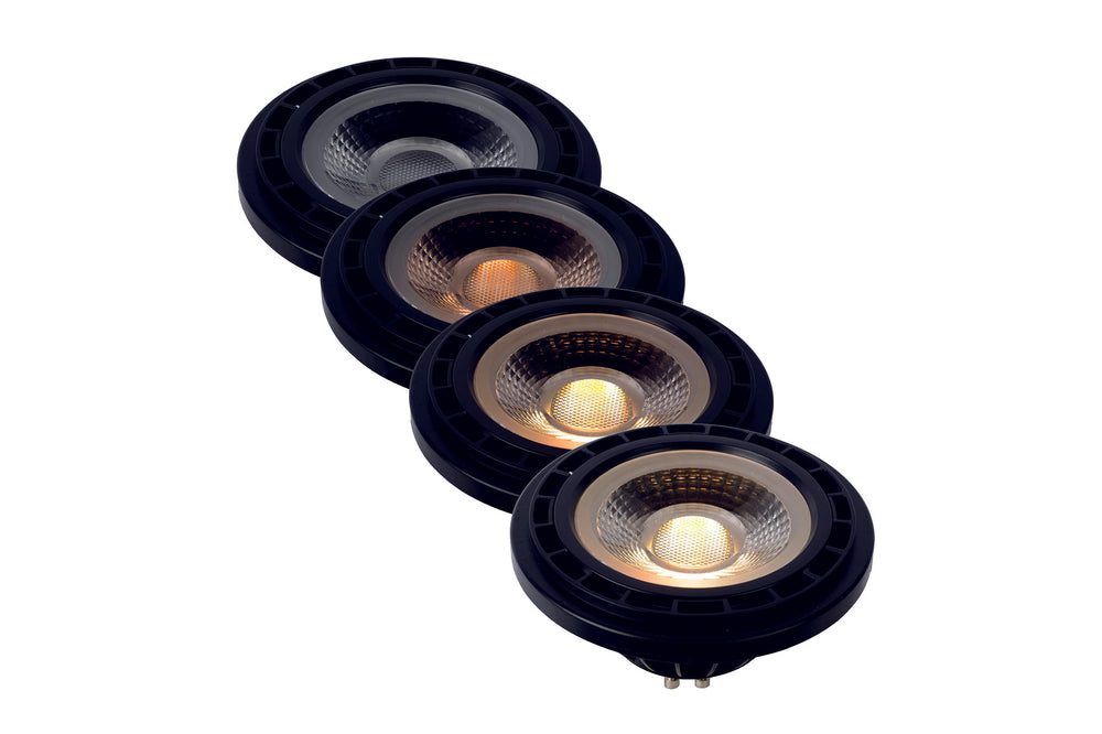 Lucide LED GU10 12W 230V dim to warm Lampe 2200K-3000K 820 Lumen CRI 95 Schwarz Silber Reflektor IP20