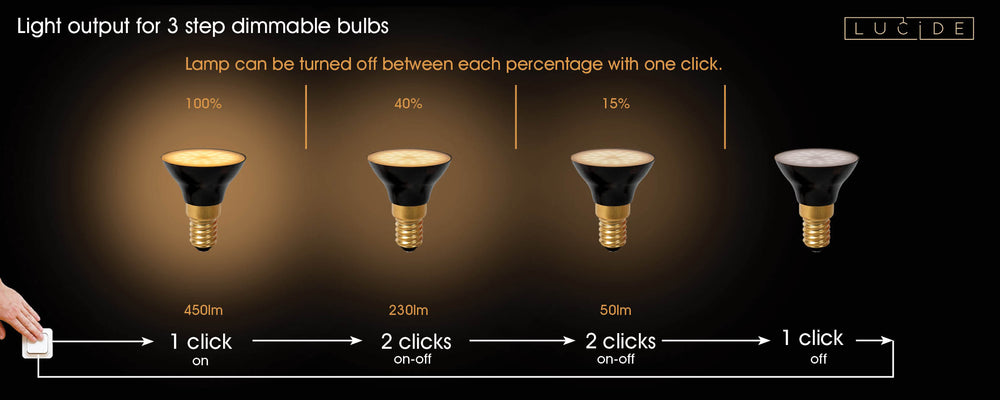 Lucide G45 LED bulb E14 5W 2700K 450 lumens 3 StepDim Black Matte IP20