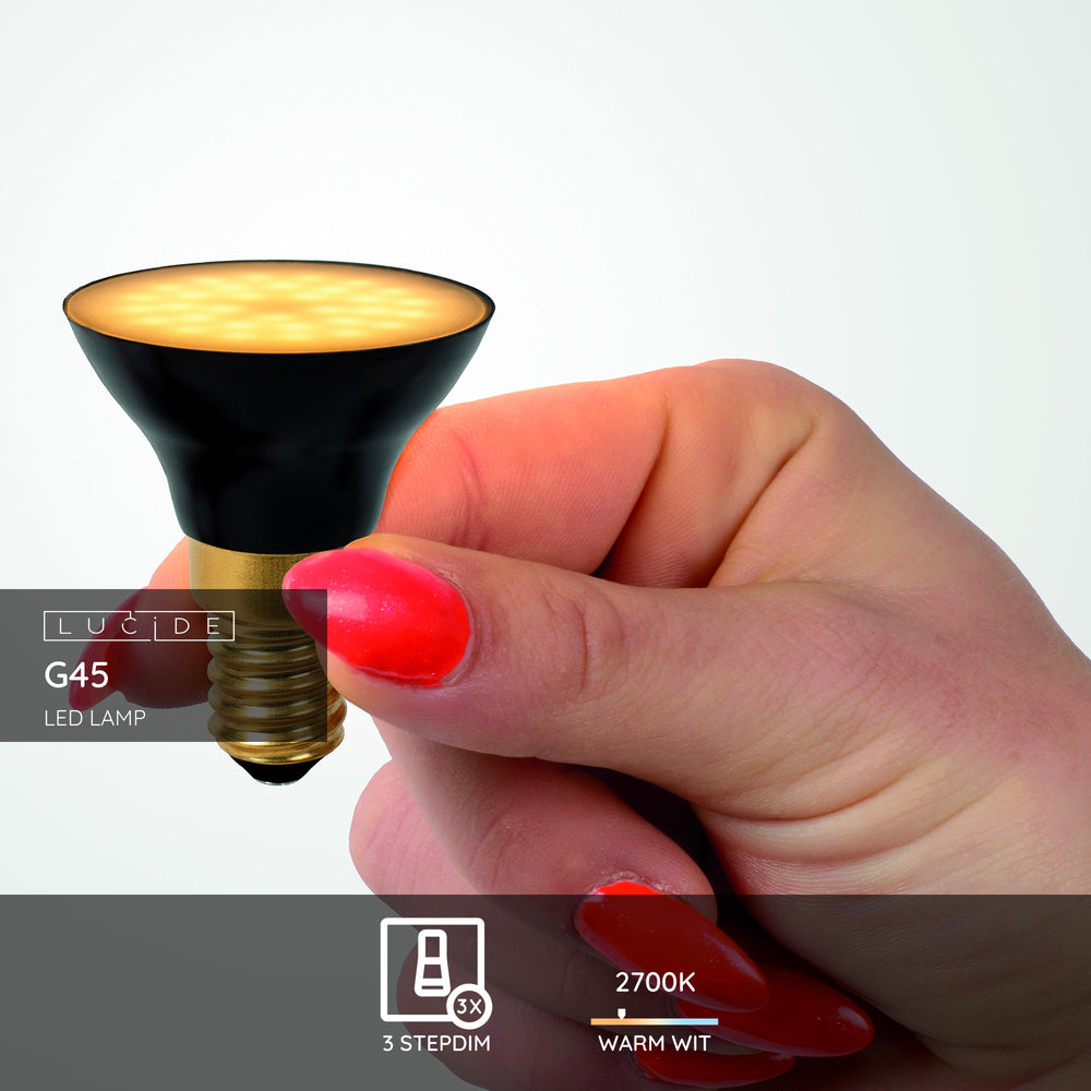 Lucide G45 LED bulb E14 5W 2700K 450 lumens 3 StepDim Black Matte IP20