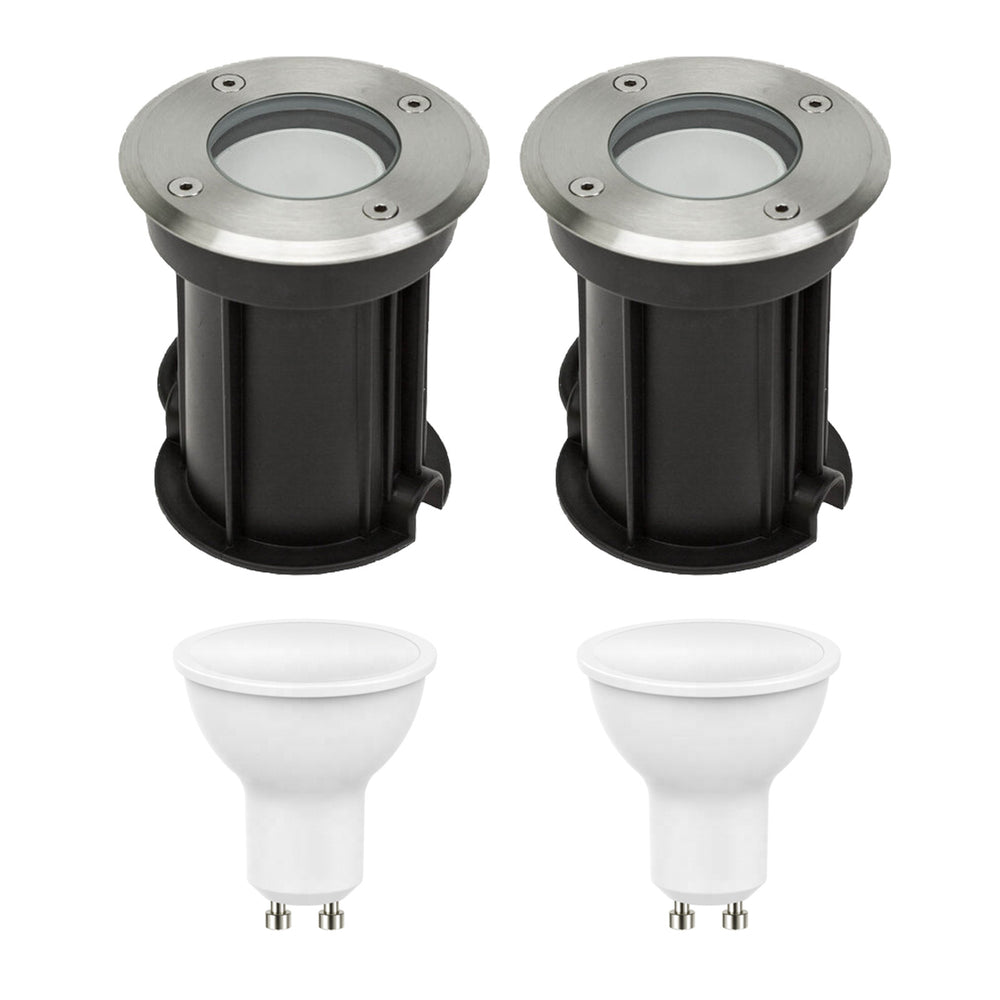 2er Set LED Bodenspot Außenbereich - 2x 4W - 3000K - IP67 