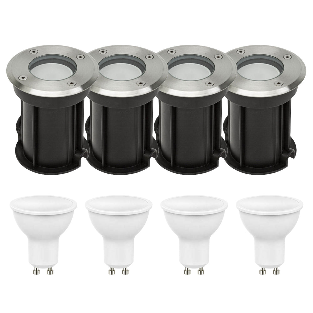 4er Set LED Bodenspot Außenbereich - 4x 4W - 3000K - IP67 