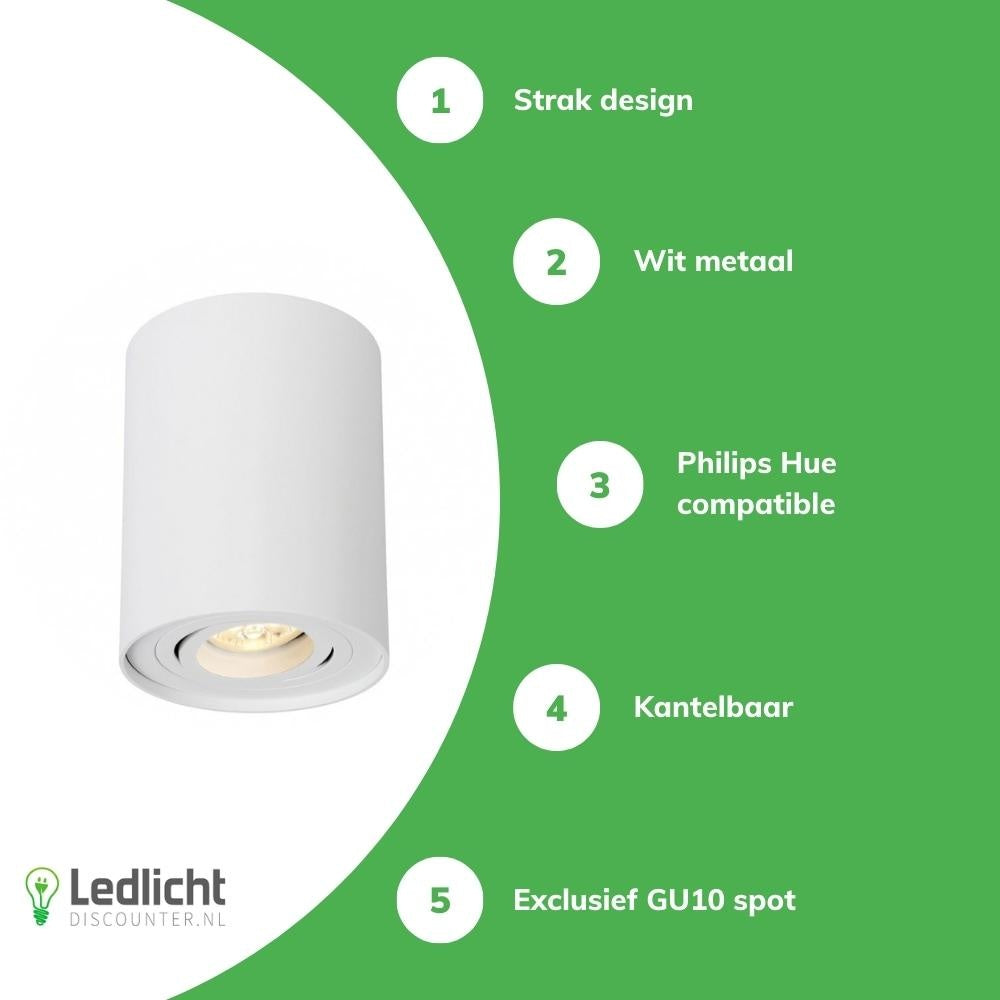 Spectrum LED ceiling spotlight CHLOE GU10, surface-mounted, White aluminum, IP20, tilt adjustable, 250V