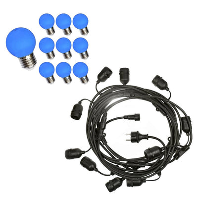 Lichterkette 10m - Inkl. 10x LED Lampe G45 blau - 1W