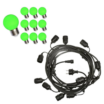 Lichterkette 10m - Inkl. 10x LED Lampe G45 grün - 1W
