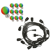 Lichterkette 10m - Inkl. 10x LED Lampe G45 RGB - 1W