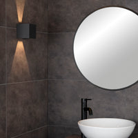 Lucide AXI LED Wandleuchte, 2x7W 2700K, IP54, einstellbarer Abstrahlwinkel, Schwarzes Aluminium, moderne Badezimmerbeleuchtung