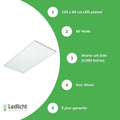 lcb led panel 120x60cm 3000k 60w 7200 lumen inkl treiber