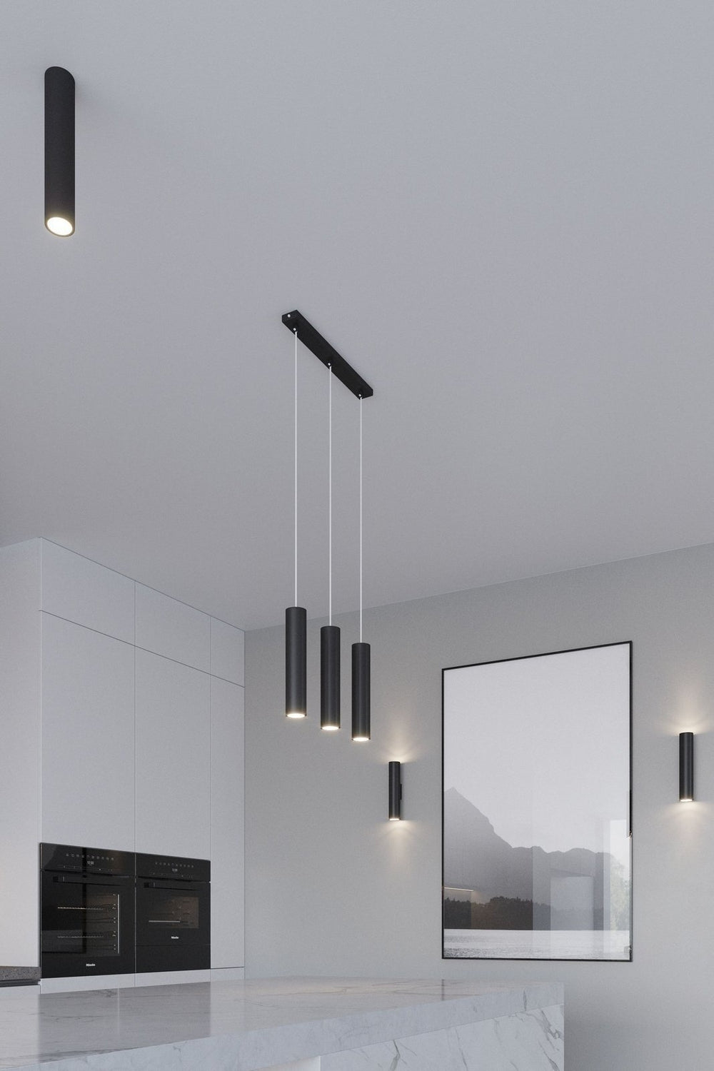 Aigostar LED Pendelleuchte Schwarz LOOPEZ 2xGU10 Fassung, Aluminiumgehäuse, 220-240V, IP20, CE RoHS