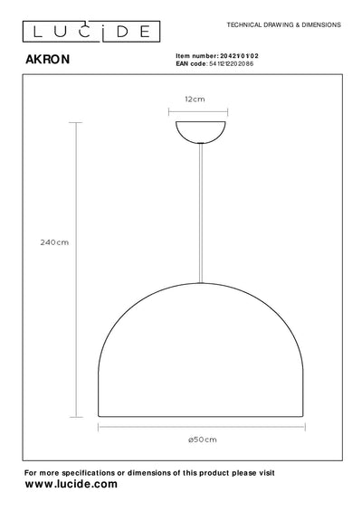 Lucide AKRON LED Pendelleuchte E27 50W matt gold Aluminium 60mm