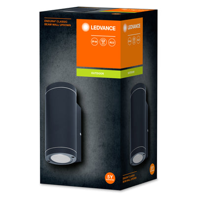 Ledvance ENDURA BEAM Wall UpDown Light GU10, 2x35W, IP44 Outdoor Surface Mount, Dark Gray Aluminum