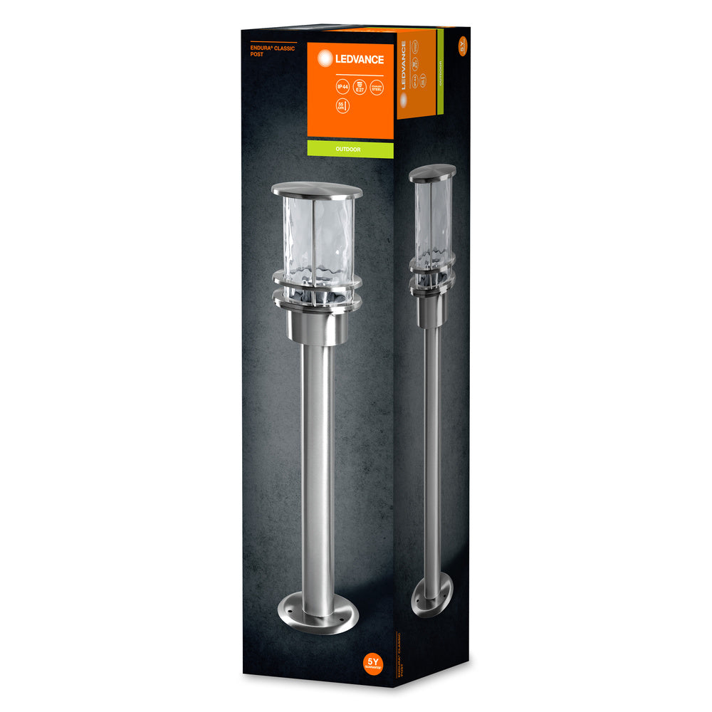 Ledvance ENDURA Classic Post 55cm E27 outdoor stainless steel lamp IP44 with glass diffuser