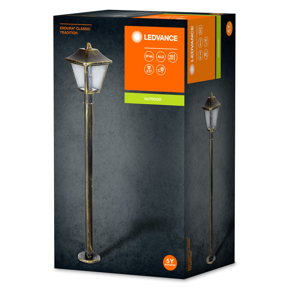 Ledvance ENDURA Classic Tradition Außen-Stehlaterne E27 Schwarz/Gold IP44 Aluminium 1000mm