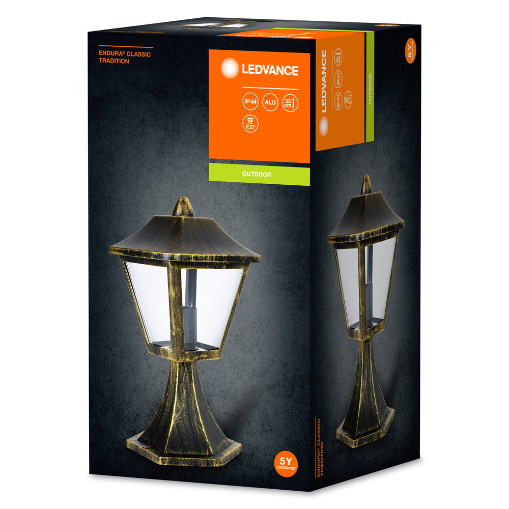 Ledvance ENDURA Classic Tradition 33cm Außenlaterne E27 Schwarz/Gold IP44 Druckguss-Aluminium