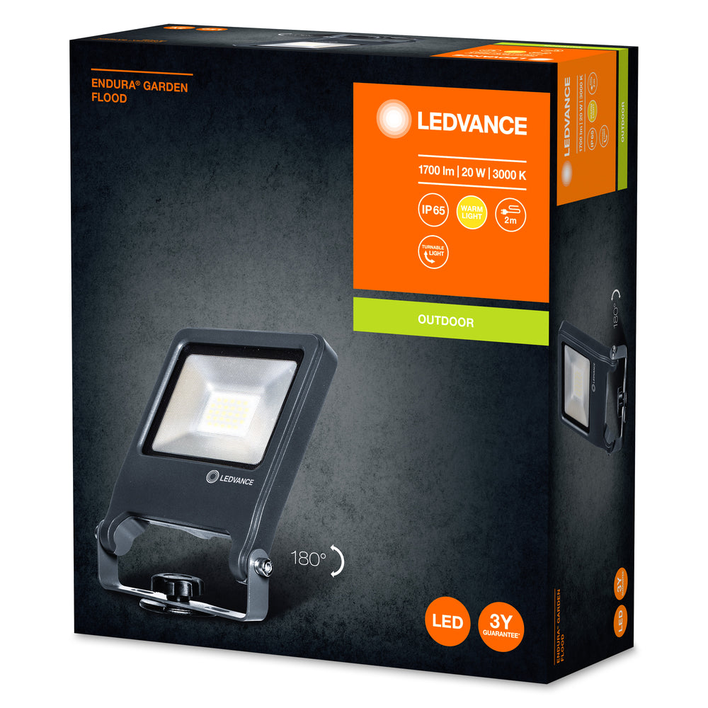 Ledvance ENDURA Garden Flood Spike LED Outdoor Light 20W 3000K 1700 lumens IP65 Dark Gray