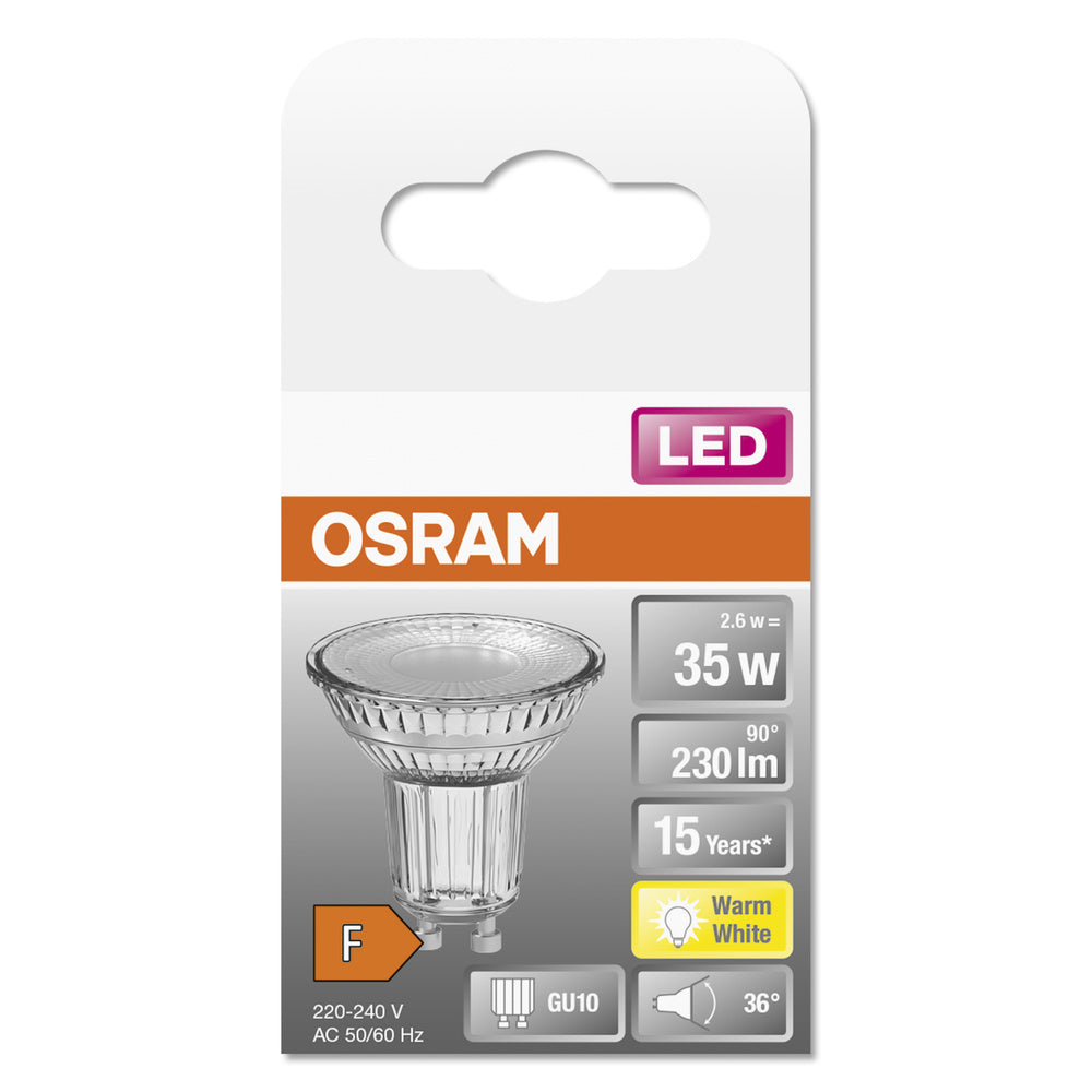 Ledvance LED Spot GU10 2.6W 2700K 230 Lumen 36° Silber Decken- oder Wandmontage IP20