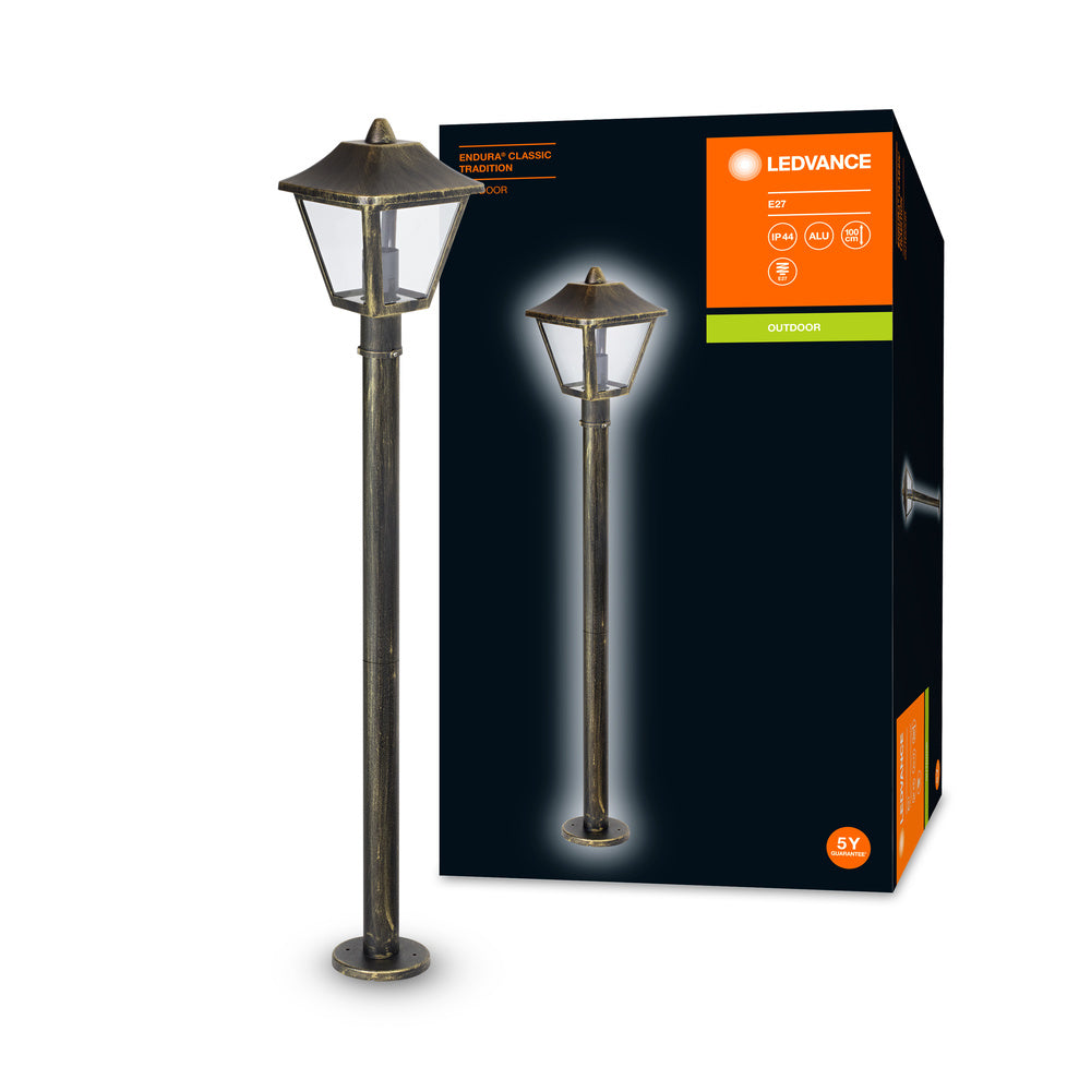 Ledvance ENDURA Classic Tradition Außen-Stehlaterne E27 Schwarz/Gold IP44 Aluminium 1000mm