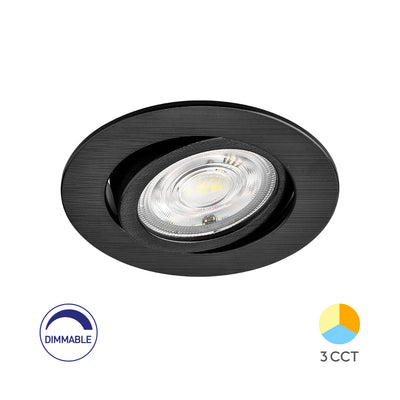 Braytron 7W dimmable LED spotlight, 630 lumens, 3IN1 color 4000K–1250K, black housing, CRI >80, IP20, beam angle 38°
