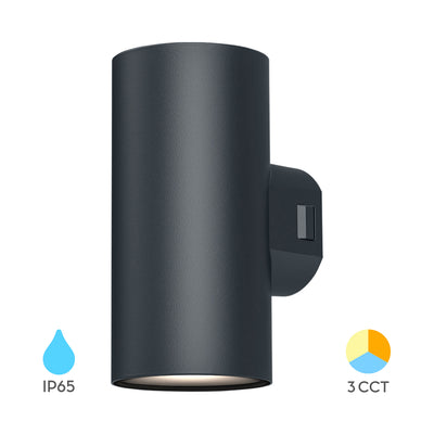 Braytron Außen-LED-Wandleuchte 2x9W IP65 3IN1 1780 Lumen grau