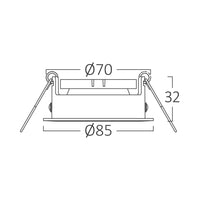 Braytron GU10 recessed LED spotlight, 35W max, IP20, round aluminium White-Black, 85mm cutout 70mm