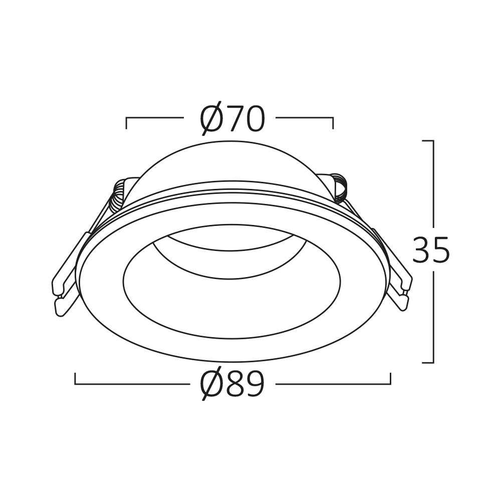 Braytron LED recessed spotlight 7W IP54 Aluminium Black 89mm cutout 70mm indoor lighting