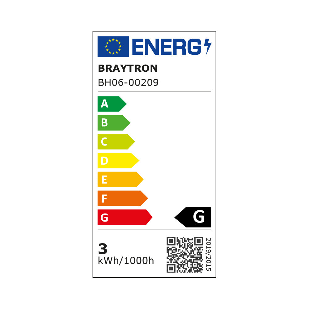 Braytron LED spotlight 3W 3000K 210 lumens IP54 >80CRI 38° beam non-dimmable 220-240V warm white