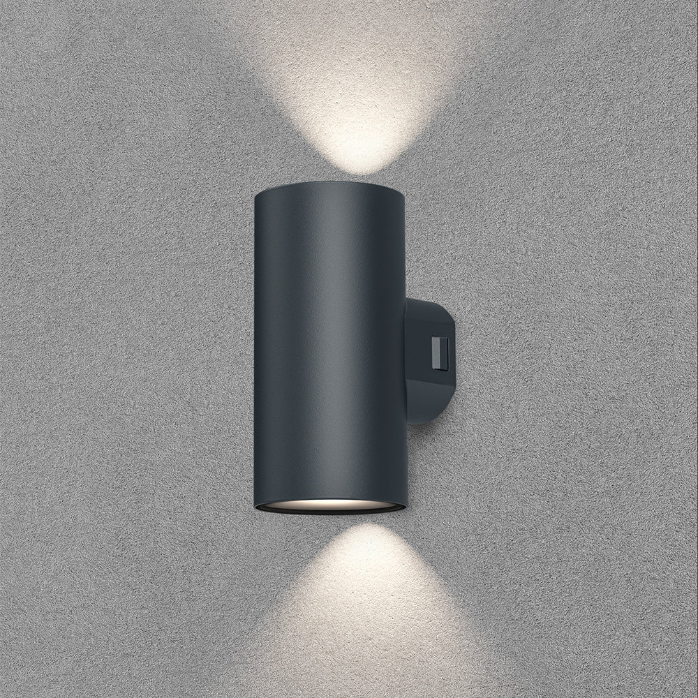 Braytron LED wall light 2x9W 3-in-1 CCT 1780 lumens Grey IP65 IK08 outdoor lighting