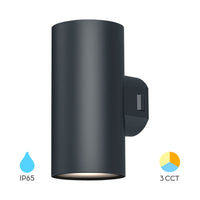 Braytron LED Wandleuchte 2x9W 3-in-1 CCT 1780 Lumen Grau IP65 IK08 Außenbeleuchtung