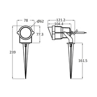 Braytron 9W outdoor spike light, IP65, LED, amber, 60° beam angle, aluminium body