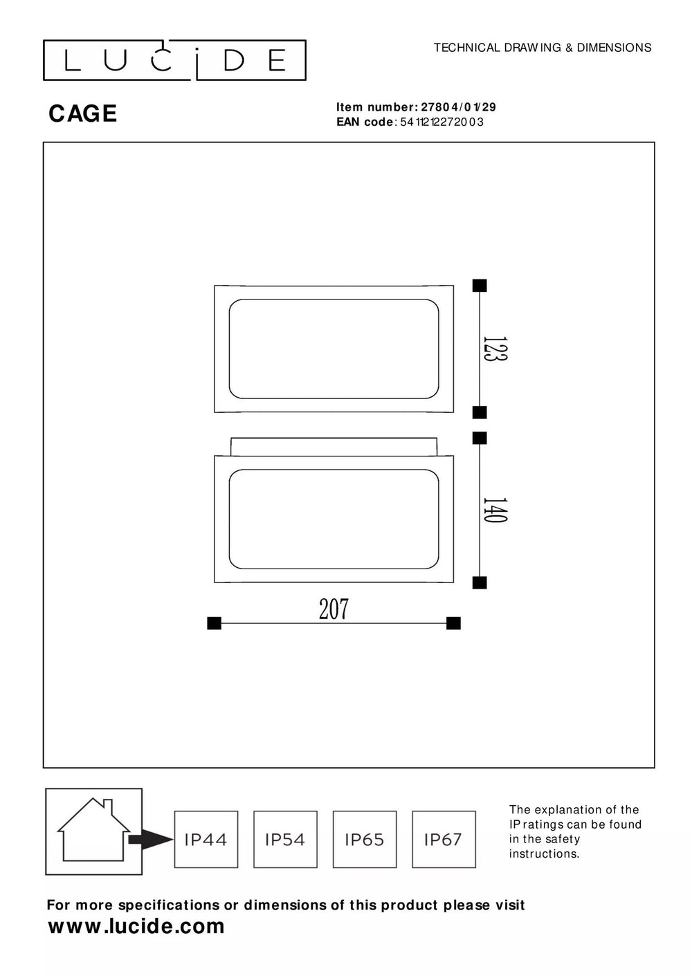 Lucide LED Außenwandleuchte Käfig mit E27 Fassung und IP44 Bewertung