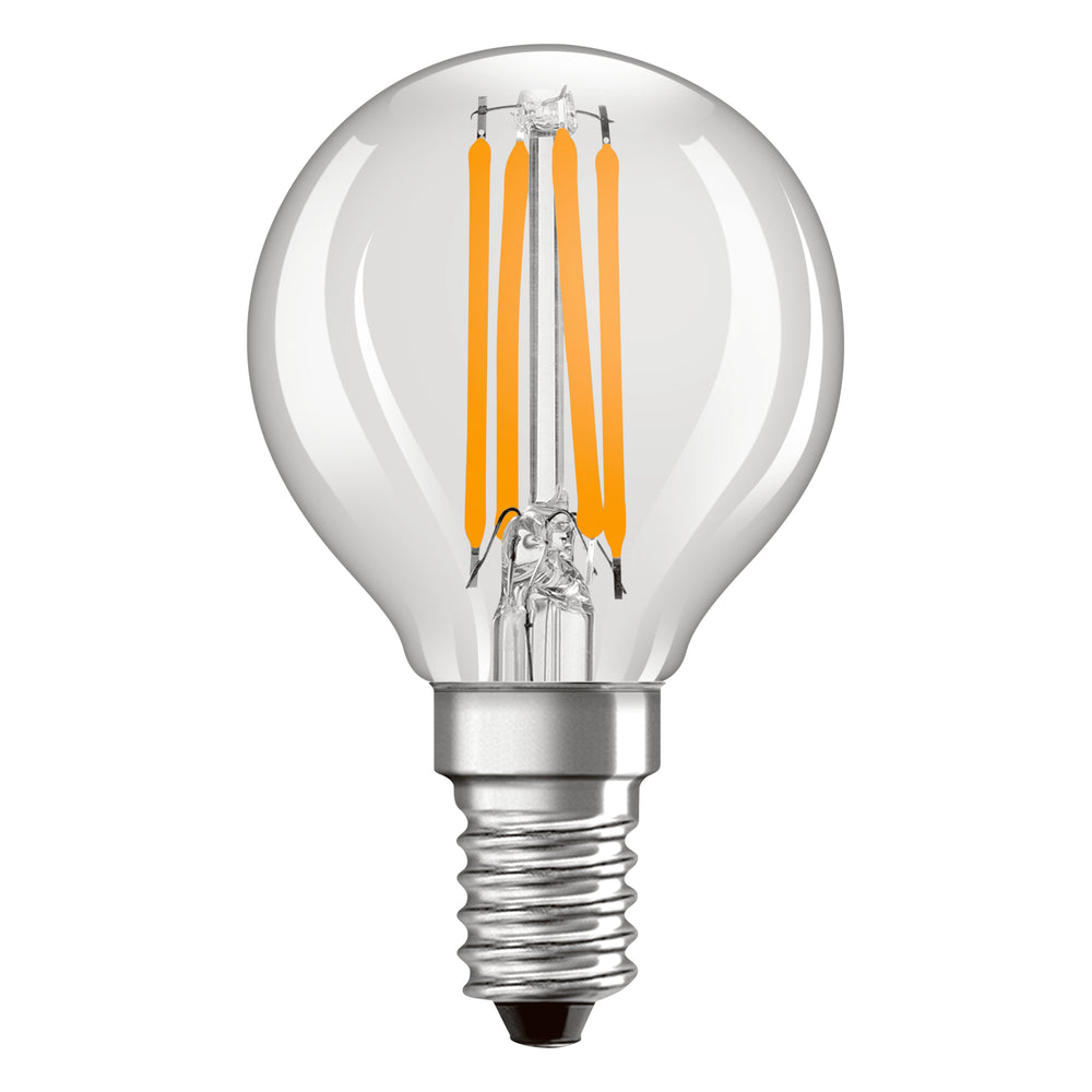 Klassische LED E14 Filamentlampe klar 4W 470 Lumen 2700K extra warmweiß ersetzt 40W