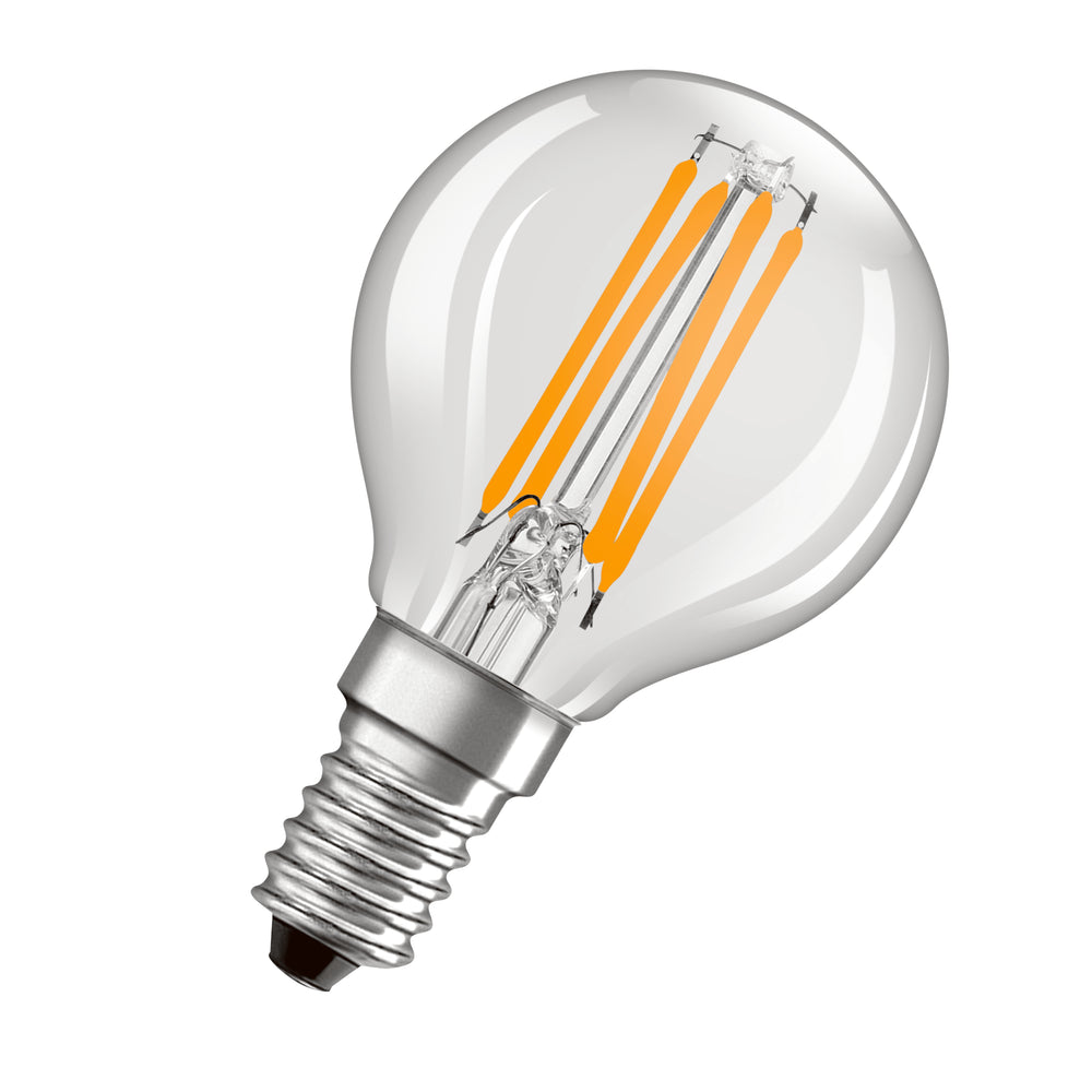 Klassische LED E14 Filamentlampe klar 4W 470 Lumen 2700K extra warmweiß ersetzt 40W