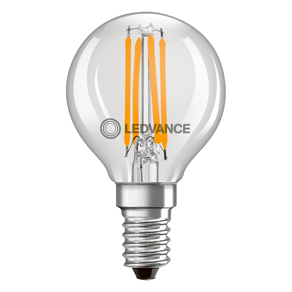 Klassische LED E14 Filamentlampe klar 4W 470 Lumen 2700K extra warmweiß ersetzt 40W